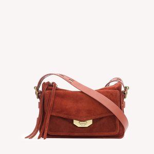 Rag & Bone Small Field Messenger Bag in Burnt Red Suede Crossbody Purse